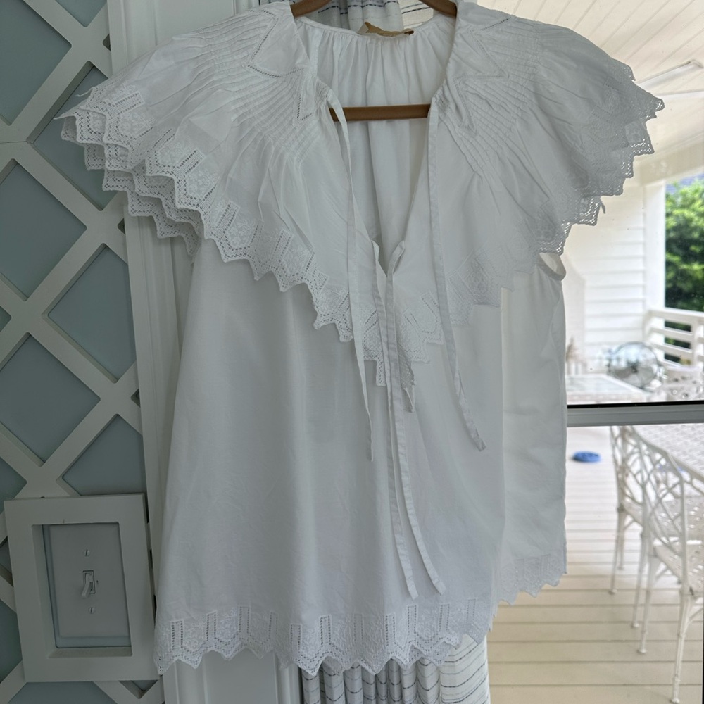 Ulla Johnson, White Ruffle blouse, Size 4